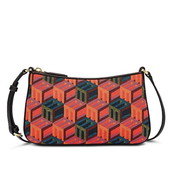 MCM Mini Cubic Logo Jacquard Shoulder Bag NWT 100% Authentic - Picture 1 of 13